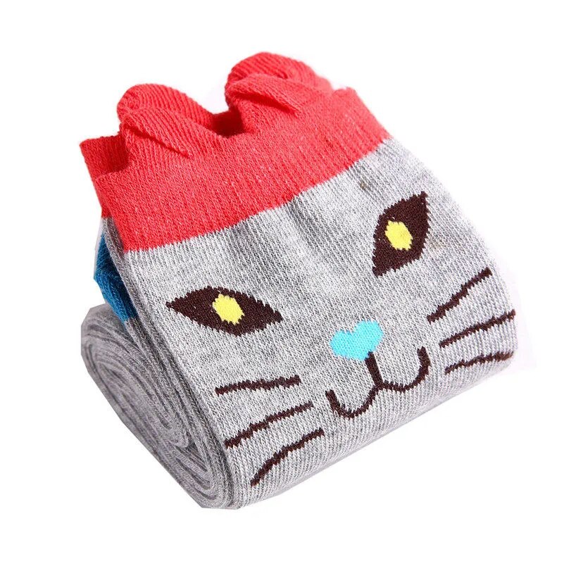 Adorable Fox Print Kneehigh Cotton Socks For Toddlers Kids - 41
