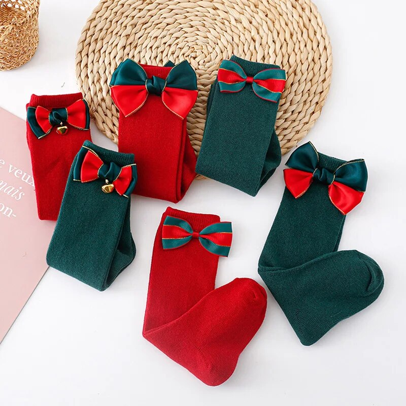 Beqeuewll Breathable Christmas Princess Socks For Baby Girls With Elastic Bow - 10