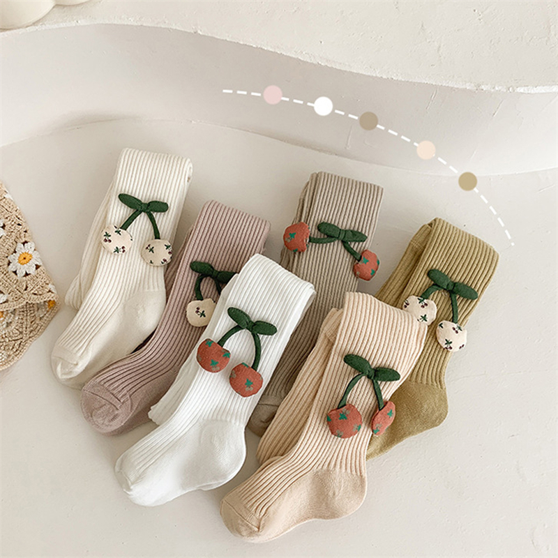 Soft Cotton Cherry Cartoon Baby Girls Tights For Autumnwinter 210 Years - 15