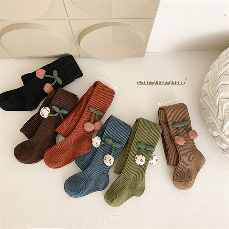 Soft Cotton Cherry Cartoon Baby Girls Tights For Autumnwinter 210 Years - 16