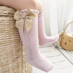 Cotton Mesh Socks With Bow For Girls 07 Years Collection - 3