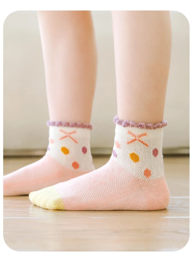 5pack Cotton Childrens Socks Cute Rabbit Monkey Designs For Girls Boys - 15