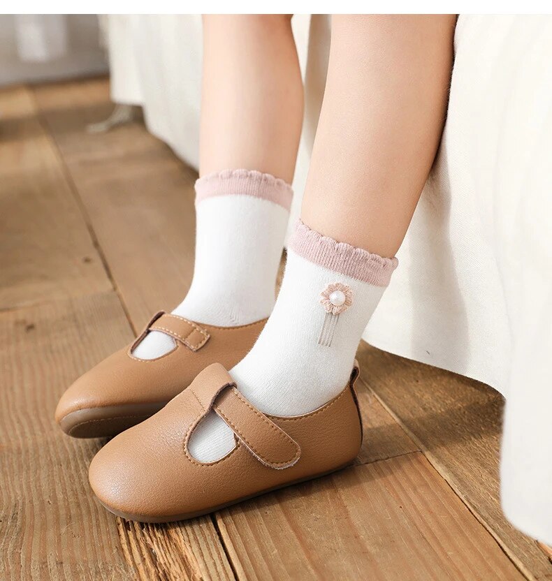 5pair Set Of Girls Bow Lace Middle Tube Socks For Springautumn - 20