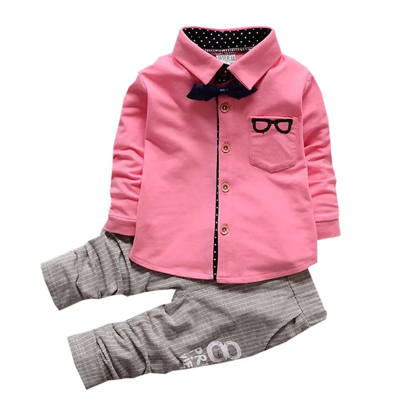 Boys 04 Year Old Springautumn Clothing Set With Striped Pants Bow Accessory - 42