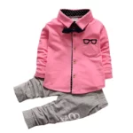 Boys 04 Year Old Springautumn Clothing Set With Striped Pants Bow Accessory - 5