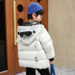 Teen Boys Winter Hooded Down Jacket Thick Warm Snowsuit With Eyewear Accessories - 2
