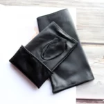 Unisex Sheepskin Leather Halffinger Driving Gloves Motorcycle Riding Sun Protection - 3