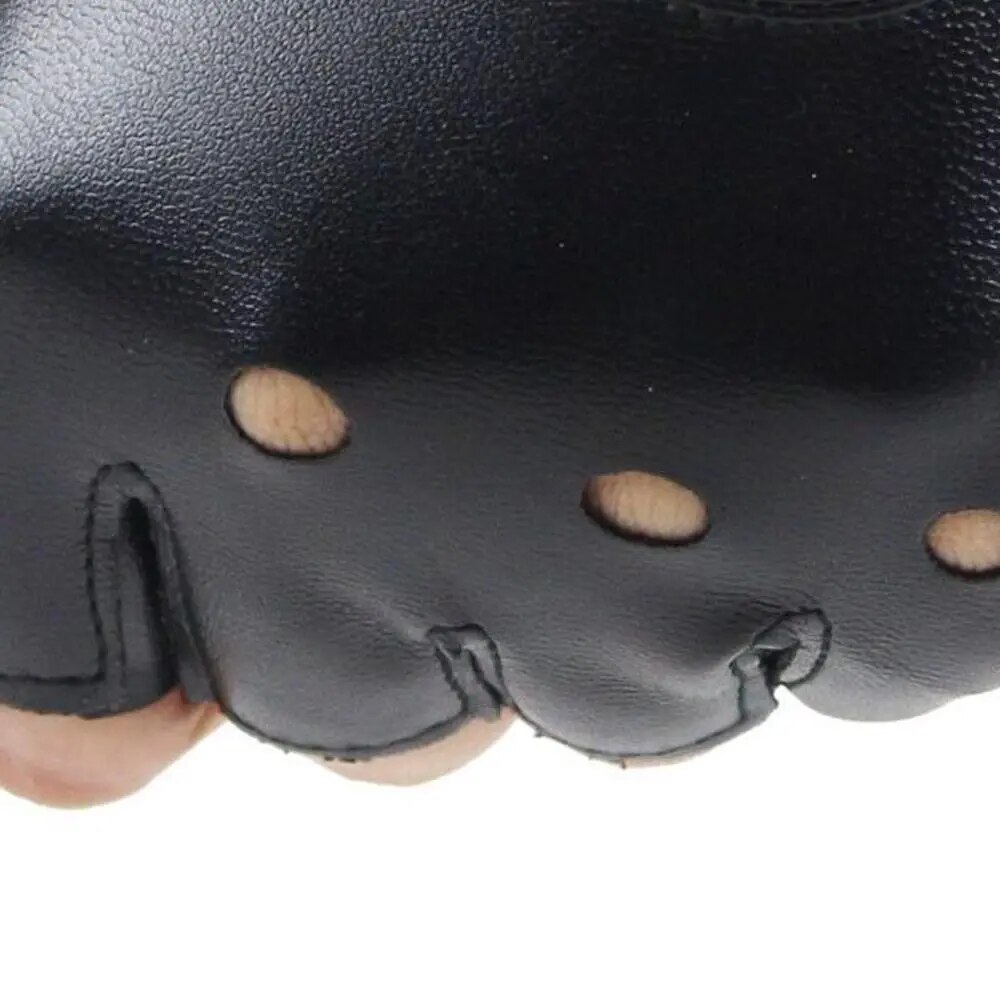 Unisex Pu Leather Fingerless Gloves Punk Rivet Drive Dance Rock - 13