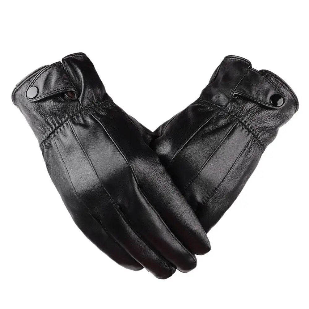 Mens Thermal Leather Touch Screen Gloves For Winter Sports Motorcycling - 11