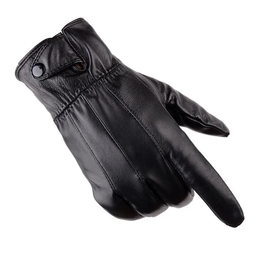 Mens Thermal Leather Touch Screen Gloves For Winter Sports Motorcycling - 14
