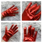 Womens Sexy Metallic Gold Silver Spandex Gloves For Evening Party - 5