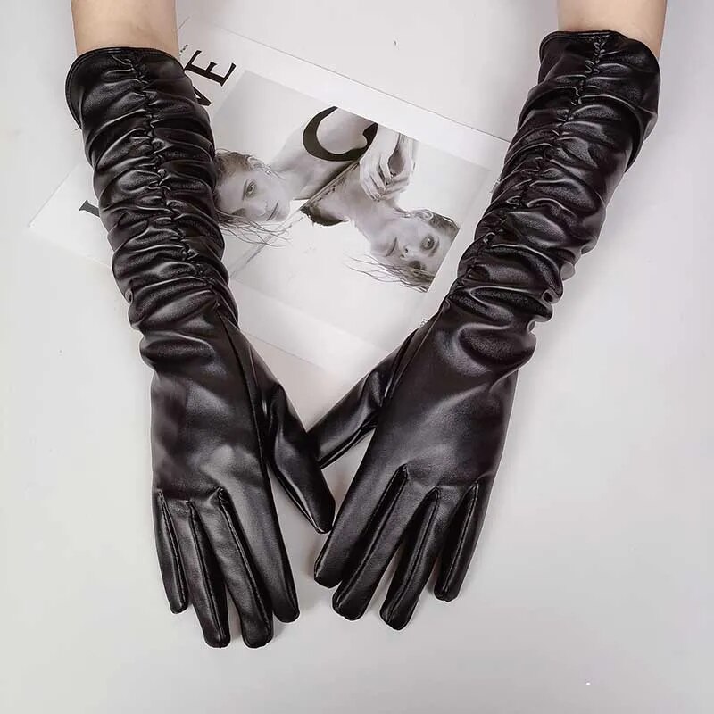 Womens Winter Touch Screen Gloves Pu Leather Silk Lined Warm Driving Mittens - 14