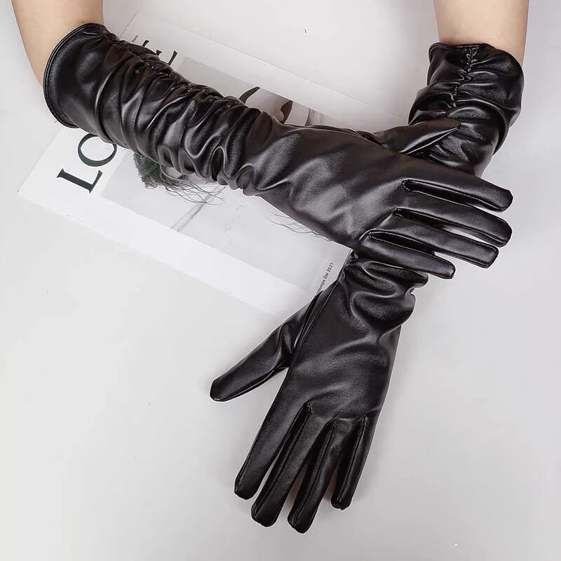Womens Winter Touch Screen Gloves Pu Leather Silk Lined Warm Driving Mittens - 15