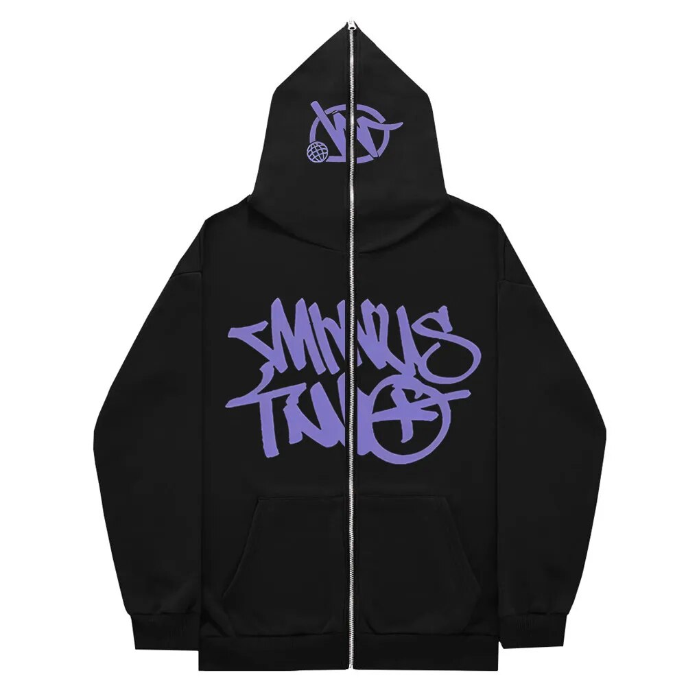 Gothic Y2k Harajuku Zipup Hoodie Oversized Unisex Sweatshirt Edition - 9