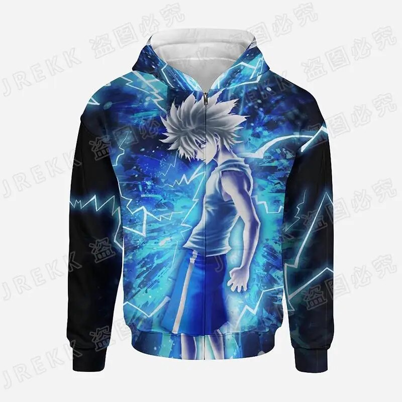3d Printed Hisoka Anime Hoodie Hunter X Hunter Zipup For All Ages - 18