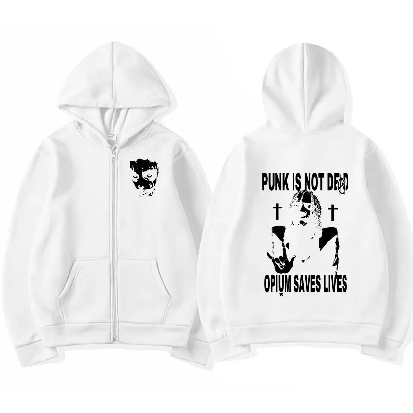 Playboi Carti Gothic Hip Hop Mens Oversized Zipper Sweatshirt Streetwear Coat - 14