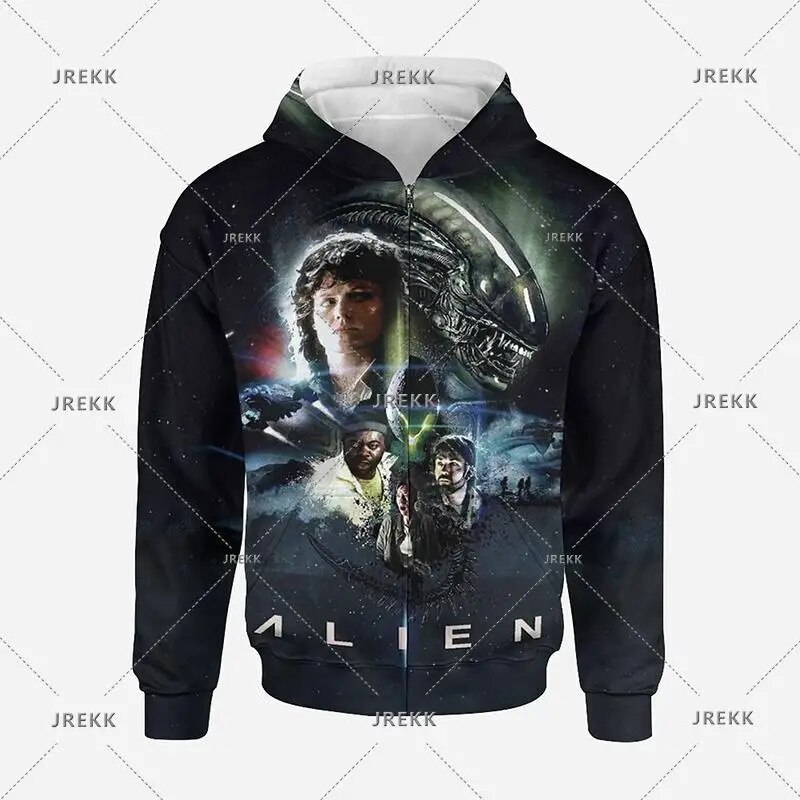3d Alien Predator Printed Zipup Hoodie For Men Women Y2k Harajuku Style - 41