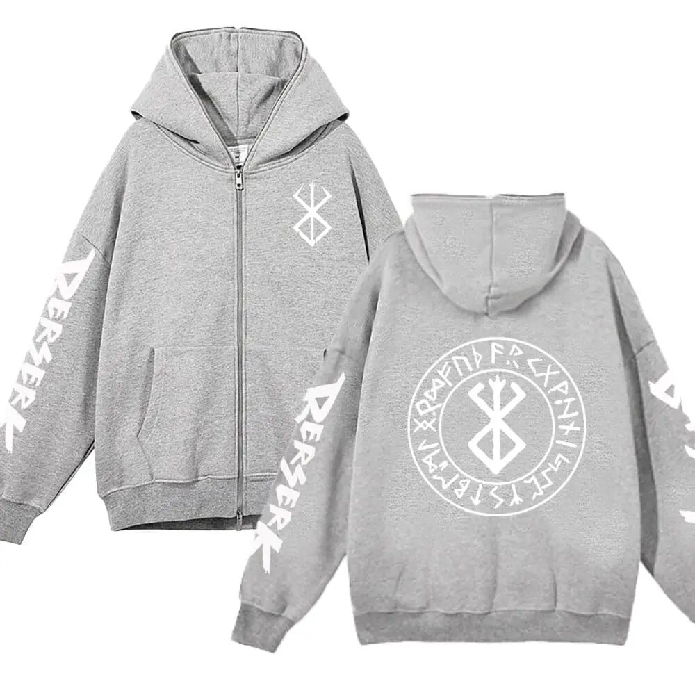 Unisex Berserk Anime Zipup Fleece Hoodie Y2k Oversized Streetwear Jacket - 15