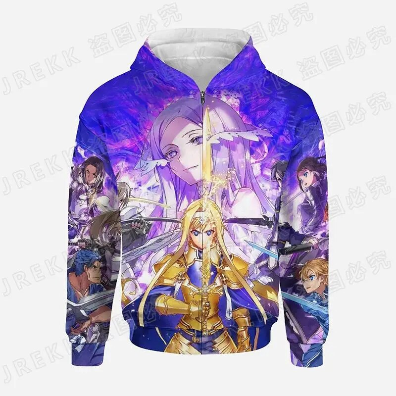 Sword Art Online 3d Print Zip Hoodie For Men And Women Streetwear - 16