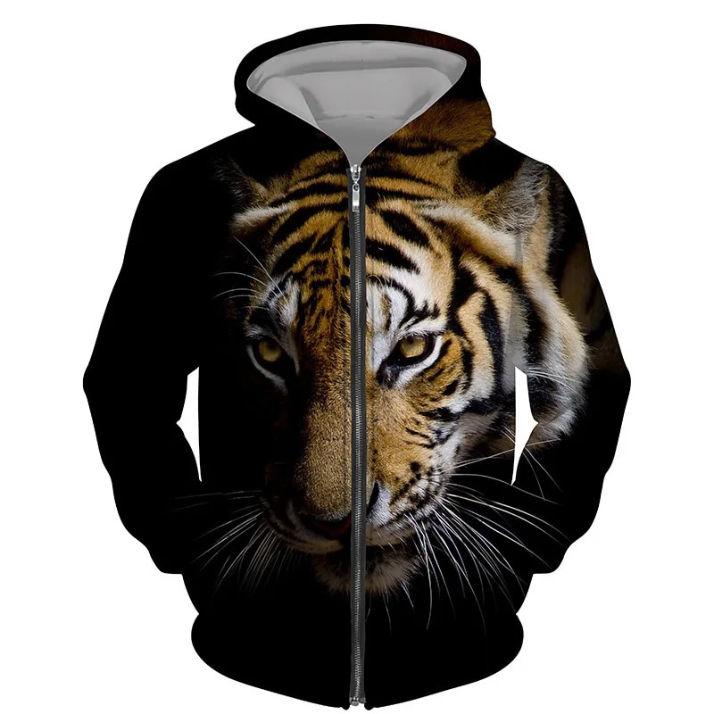 3d Tiger Print Hoodies Men Women Kids Zipup Oversized Tracksuits Sweatshirts - 13