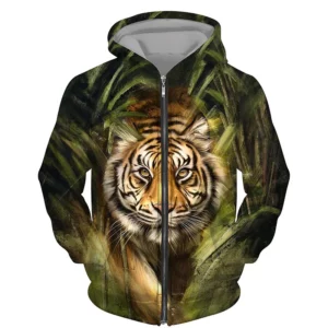3d Tiger Print Hoodies Men Women Kids Zipup Oversized Tracksuits Sweatshirts - 1