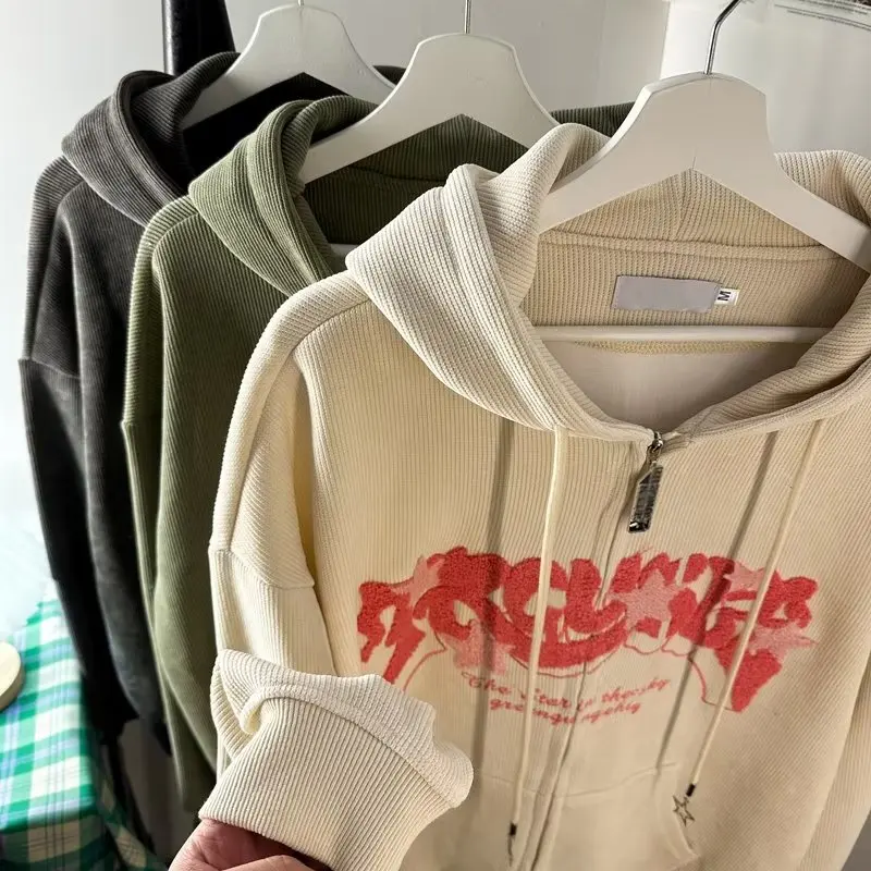 Y2k Vintage Star Embroidered Corduroy Hooded Jacket For Women - 4