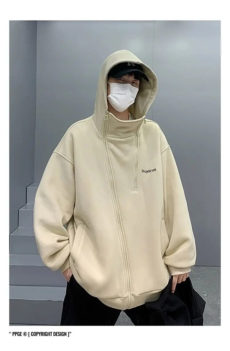 Mens Y2k Retro Art Design Zipup Hoodie Warm Winter Streetwear - 17