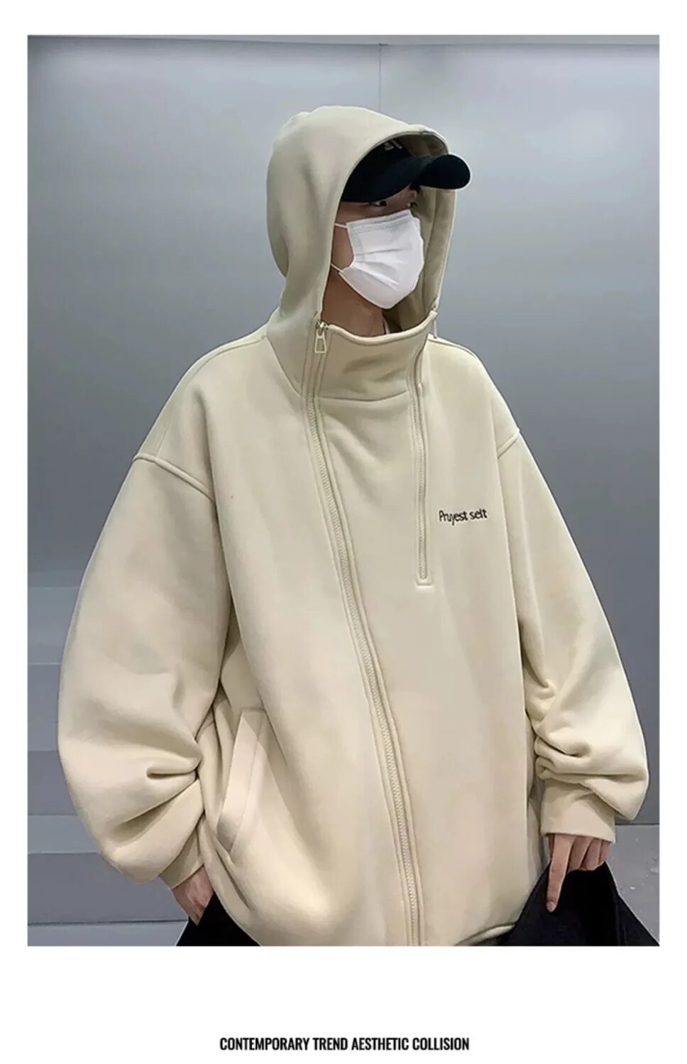 Mens Y2k Retro Art Design Zipup Hoodie Warm Winter Streetwear - 20