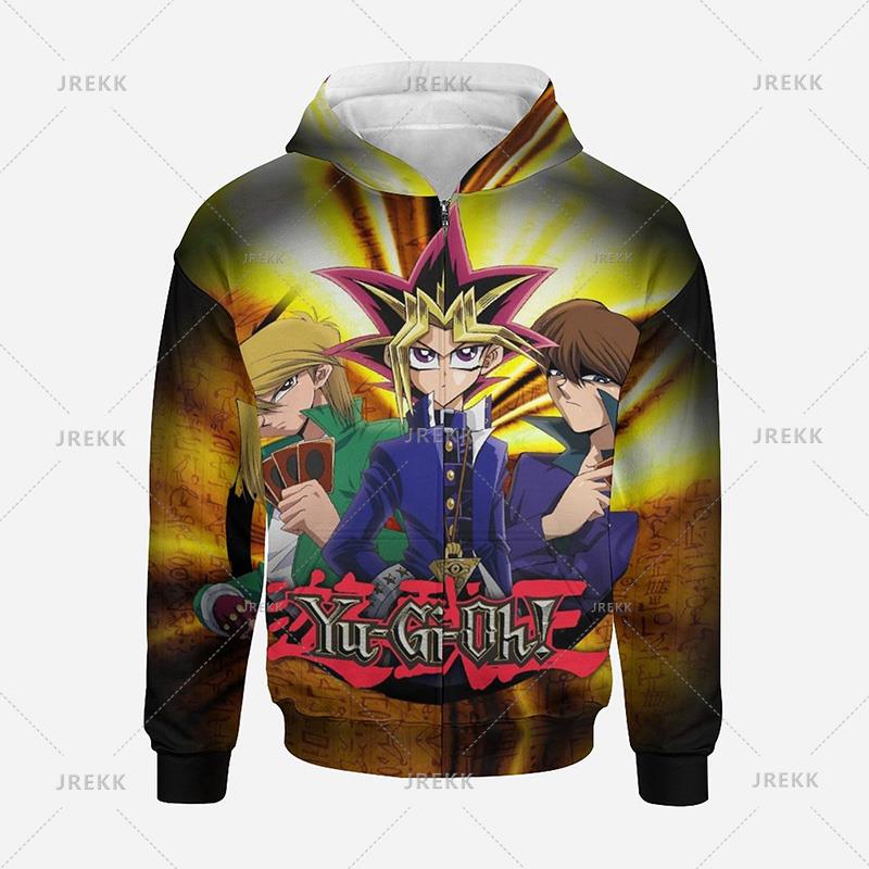 Anime 3d Printed Yu Gi Oh Mens Zipup Hoodie Long Sleeve Streetwear - 32