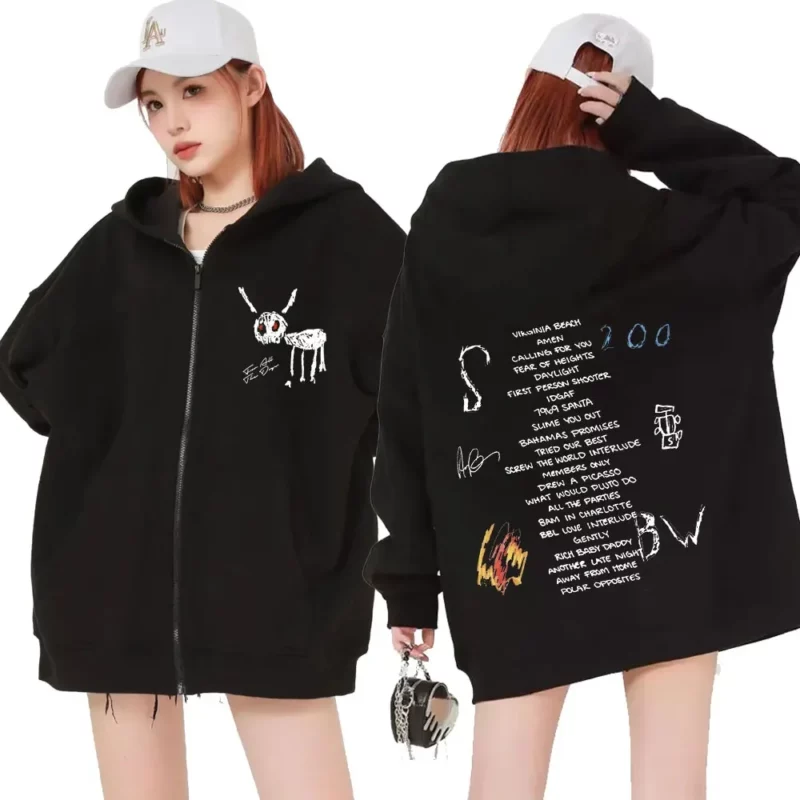Drake Inspired Hip Hop Style Zipup Hoodie Unisex Oversized Streetwear Jacket - 1