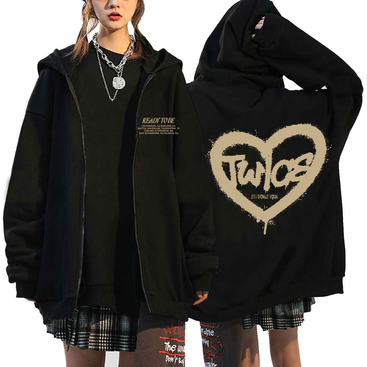 Kpop Twice Zip Hoodie Koreas Women Fashion Sweatshirt Loose Jacket Coat - 10