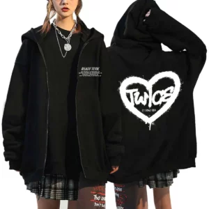 Kpop Twice Zip Hoodie Koreas Women Fashion Sweatshirt Loose Jacket Coat - 1