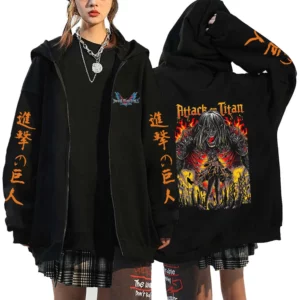 Anime Attack On Titan Eren Yaeger Zipup Fleece Hoodie For Menwomen - 1