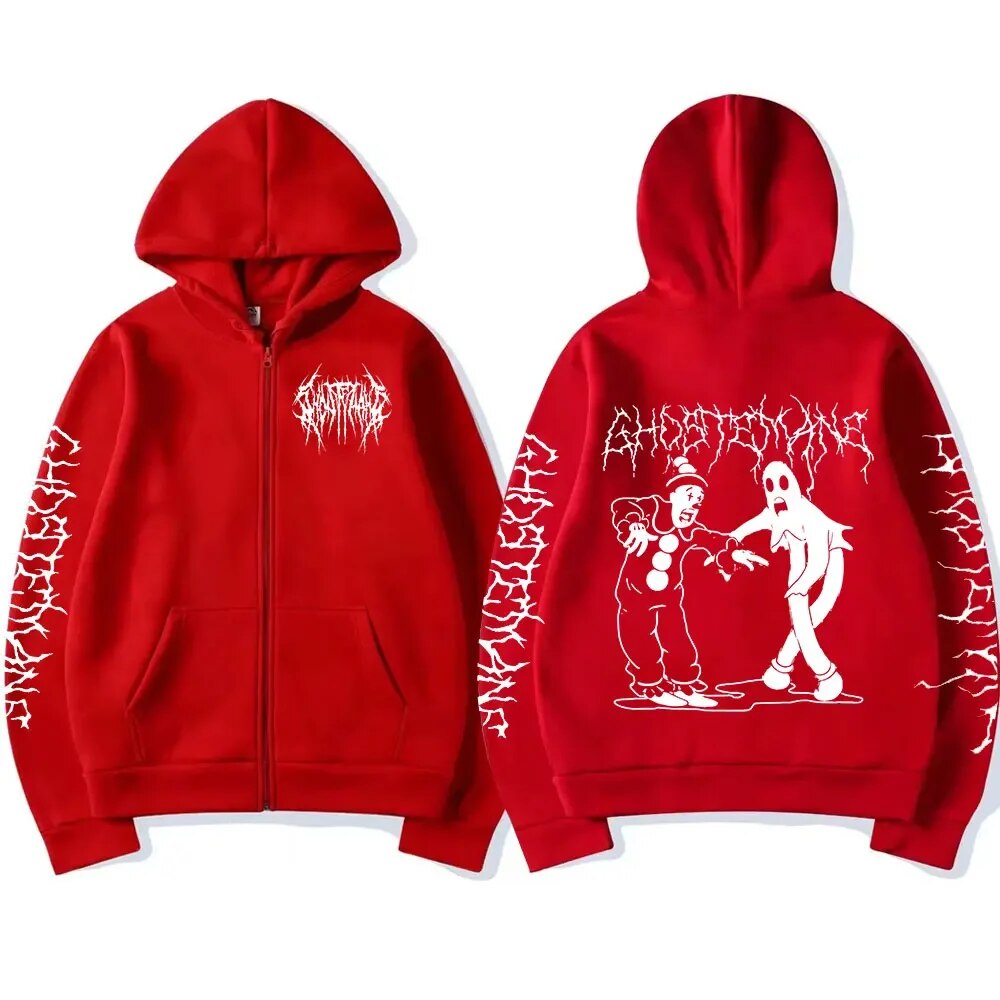 Ghostemane Graphic Zipup Hoodie Gothic Metal Rock Streetwear Harajuku Sweatshirt - 9
