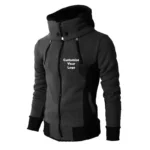 Mens Custom Logo Fleece Hoodie High Collar Zipup Winter Autumn Jacket - 4