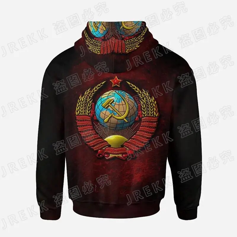 3d Printed Cccp Logo Zip Hoodie Unisex Soviet Union Streetwear Sweatshirt - 9