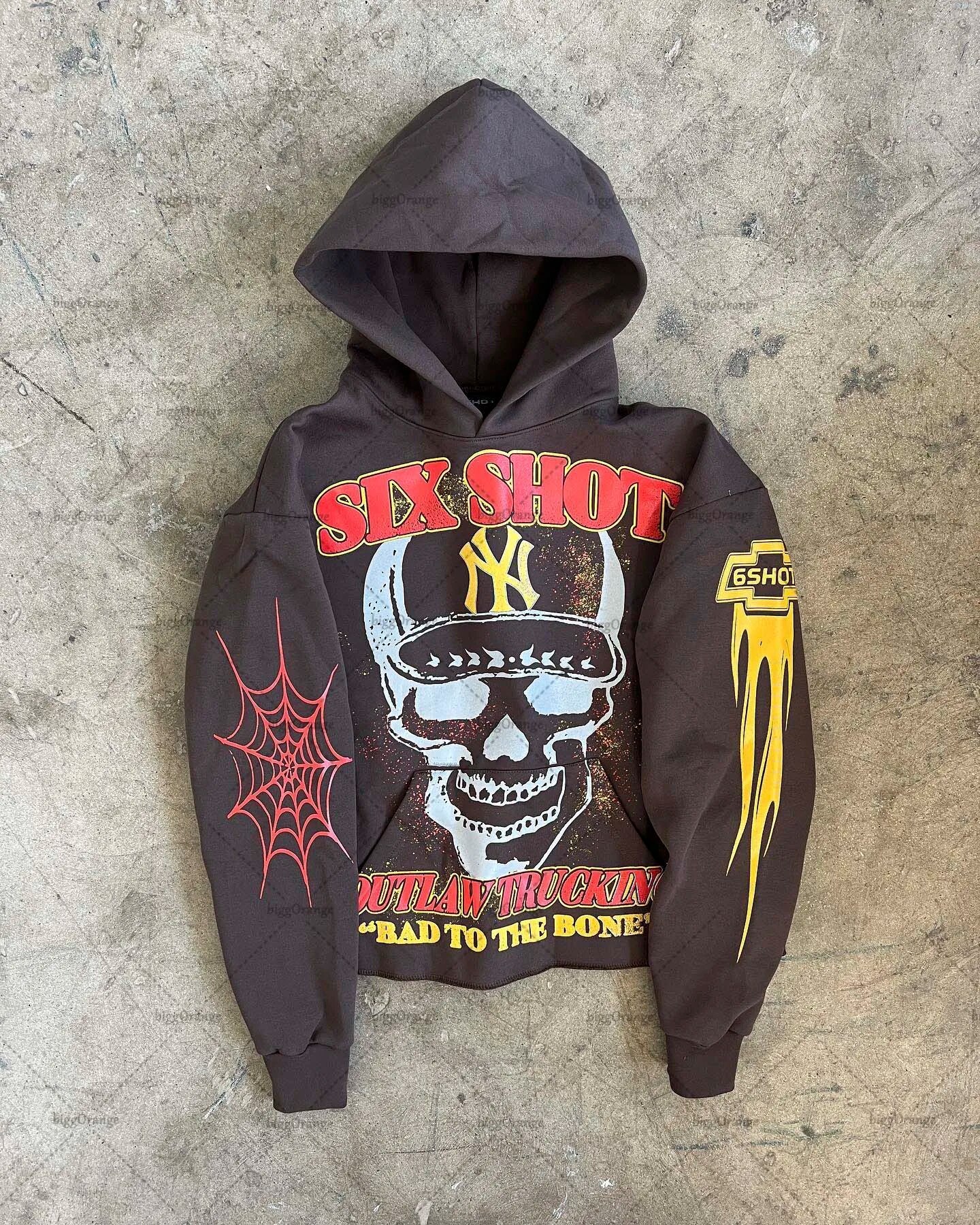 Mens Gothic Devil Letter Print Oversized Hoodie Casual High Street Pullover Sweatshirt - 8