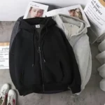 Mens Winter Fleece Zipup Hoodie Oversized Korean Fashion Sweatshirt Jacket - 4