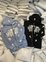 Mens Y2k Emo Goth Zipup Hoodie Oversized Grunge Streetwear Sweatshirt Jacket - 6