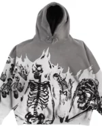 Mens Y2k Gothic Skull Hip Hop Sweatshirt Zipper Hoodie Vintage Autumnwinter - 3