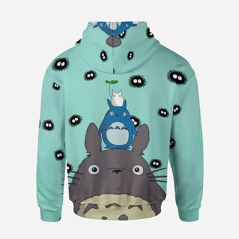 3d Totoro Anime Hoodie Unisex Manga Studio Ghibli Zipup Pullover - 30