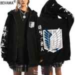 Unisex Attack On Titan Zip Up Hoodie Y2k Streetwear Liberty Wings Graphic Jacket - 2
