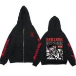 Unisex Berserk Guts Anime Print Zipper Hoodies Fleece Long Sleeve Jacket - 2