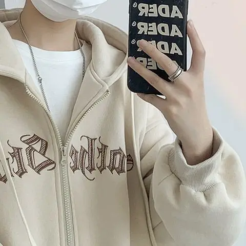 Vintage American Letter Print Oversized Hoodie Jacket For Men S3xl - 4