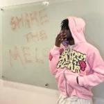 Unisex Oversized Harajuku Hooded Jacket Pink Zipper Sweatshirt With Letter Print - 2