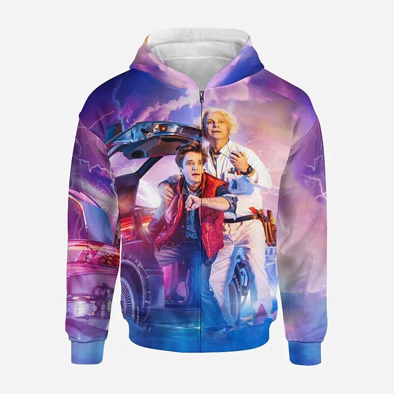 3d Printed Back To The Future Scifi Zip Up Hoodie Unisex Y2k Fashion - 14