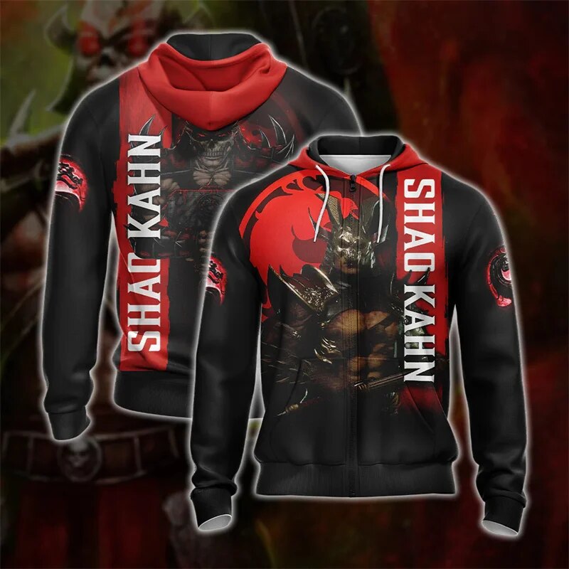 Mortal Kombat 3d Graphic Zipup Hoodie For Men Women Kids Anime Streetwear - 9