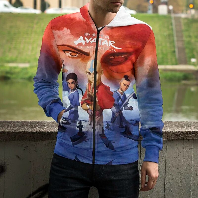 3d Avatar The Last Airbender Anime Hoodie Unisex Zipup Manga Print Pullover - 10