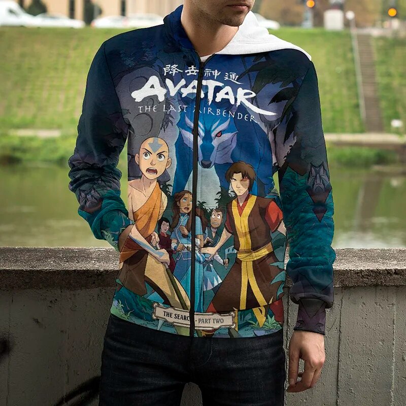 3d Avatar The Last Airbender Anime Hoodie Unisex Zipup Manga Print Pullover - 22