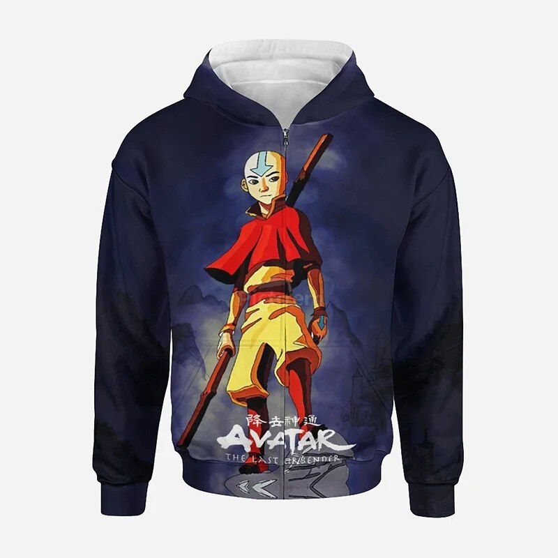 3d Avatar The Last Airbender Anime Hoodie Unisex Zipup Manga Print Pullover - 23